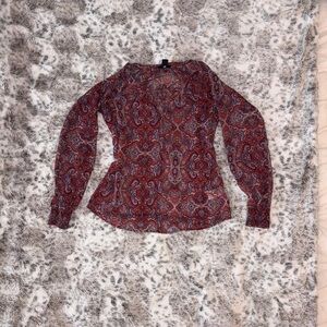 H&M Red Paisley Blouse